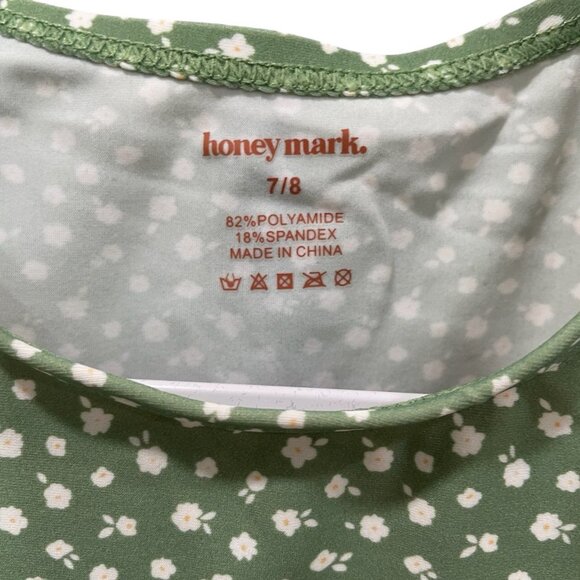 Green Polka Dot Girls Skater Dress 7/8 By Honey Mark Lightweight & Comfortable - Picture 3 of 5